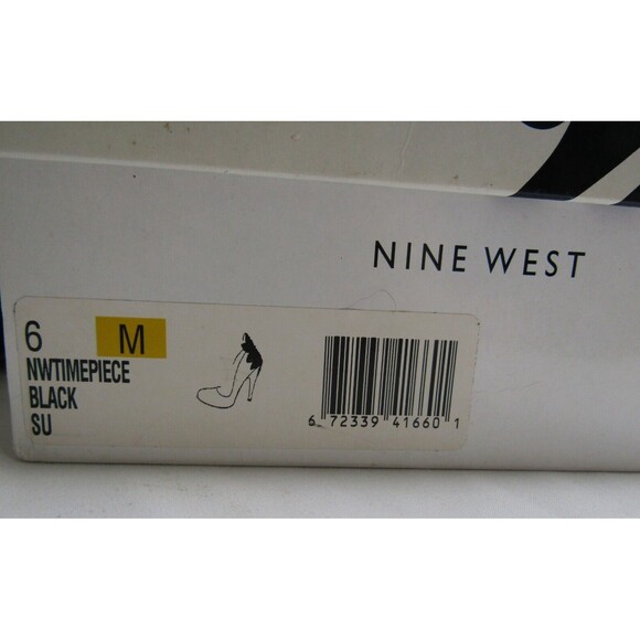 Nine West Black Suede Heels Beaded With Box Womens Size 6 - Picture 10 of 11